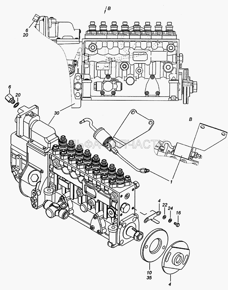 740.51-1111005-90 ТНВД с фланцем и полумуфтой ведомой  